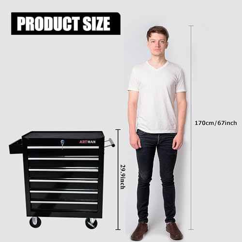 5-Drawer Rolling Tool Cart with Wheels, Black V51953