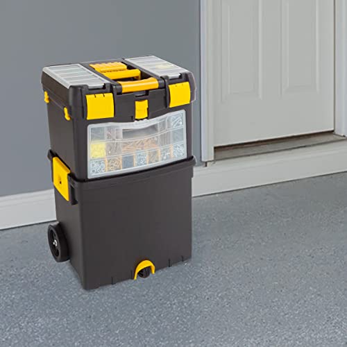 Stalwart Rolling Tool Box with Wheels, Foldable Handle, Removable Top H6527