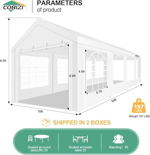 COBIZI 20x40 Party Tent Heavy Duty with Removable Sidewall, White S4012
