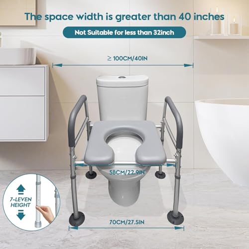 Toilet Seat Risers for Seniors Elongated with Handles and Safety Rails M978
