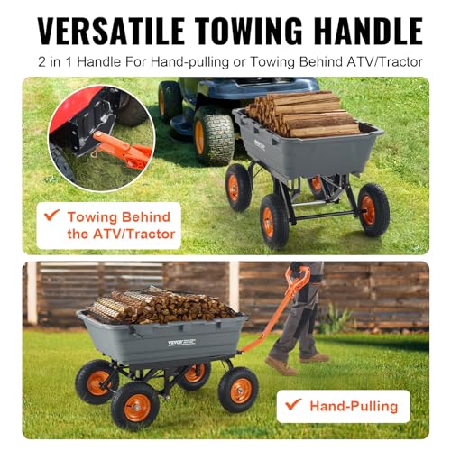 VEVOR 1200lbs 7Cu.Ft. Garden Dump Cart with 13in All Terrain Wheels A75294
