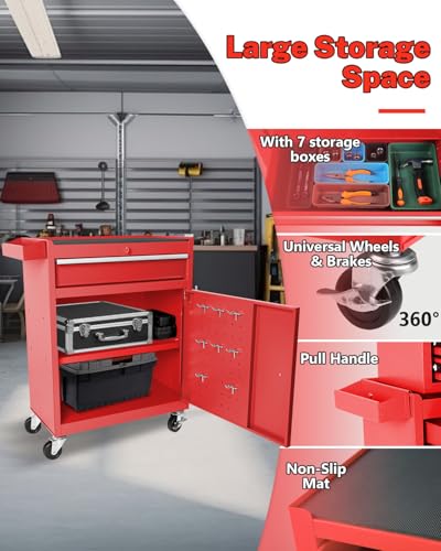 5-Drawer Rolling Tool Chest with Brake Casters, Black E95317