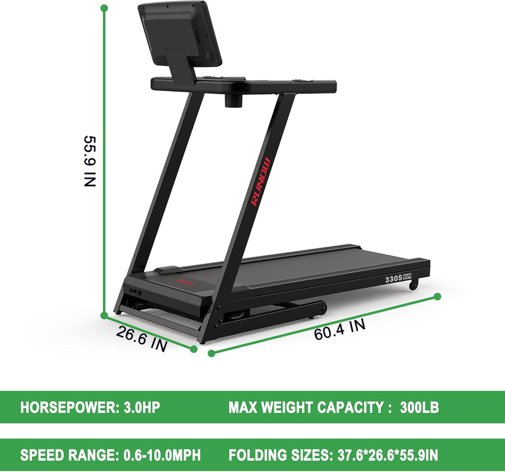 RUNOW Folding Treadmill for Home with Auto Incline B715136