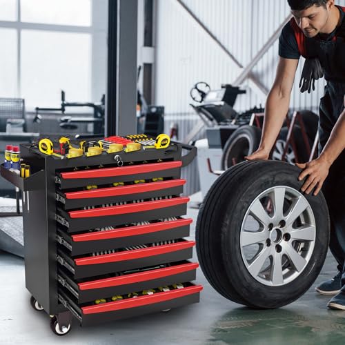 Rolling Tool Chest, Metal Tool Box with 5 Drawers, Lockable Garage Storage Cabinet Q978