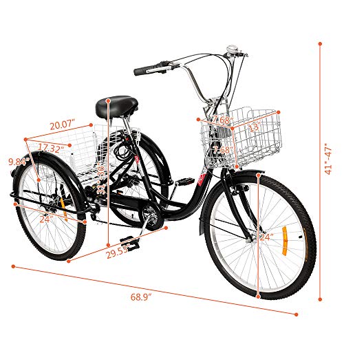 PEXMOR Adult Tricycle 26 Inch 7 Speed 3 Wheel Bike for Adults Q25739