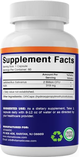 Vitamatic Lactobacillus Salivarius 2 Billion DR Capsules, 60 Count J972086
