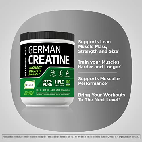 Fitness Labs German Creatine Monohydrate Powder, Creapure, 1.1 lb U925142