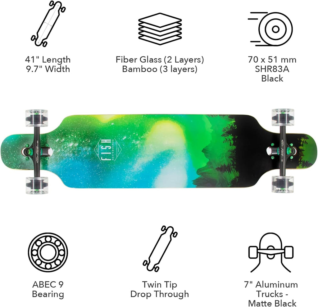 Long Board Skateboard for Adults Teens Kids Complete Cruiser 41 with High-Speed Bearings & T-Tool T8861