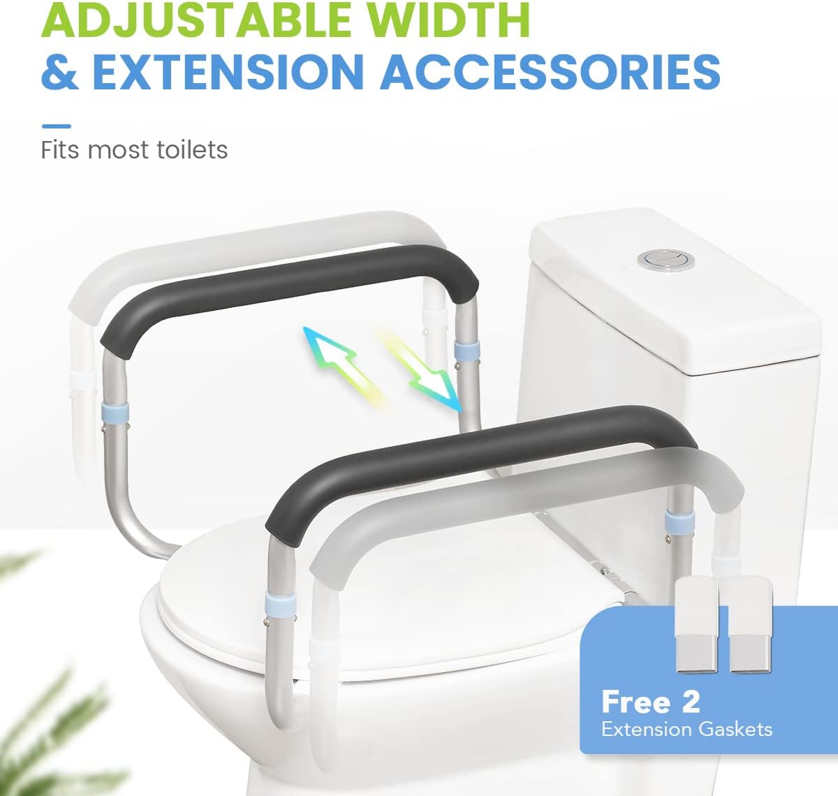 OasisSpace Medical Toilet Safety Rail - Adjustable Compact Support Frame with Hand Rails V931