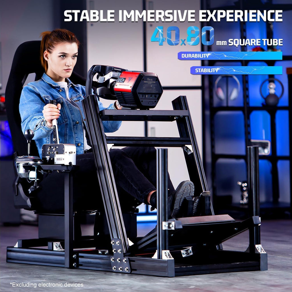 Marada Racing Simulator Cockpit with Monitor Stand and Black Seat M444