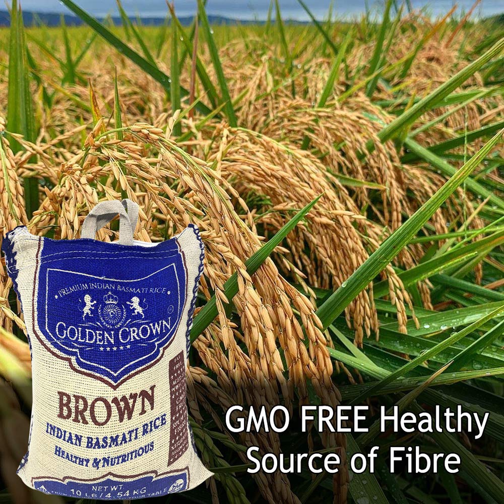 Golden Crown Brown Indian Basmati Rice Extra Long Grain 10 Lb K571467