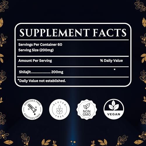 Pure Shilajit Resin Dry Drops with Fulvic Acid & Trace Minerals, 60 Tablets O968084