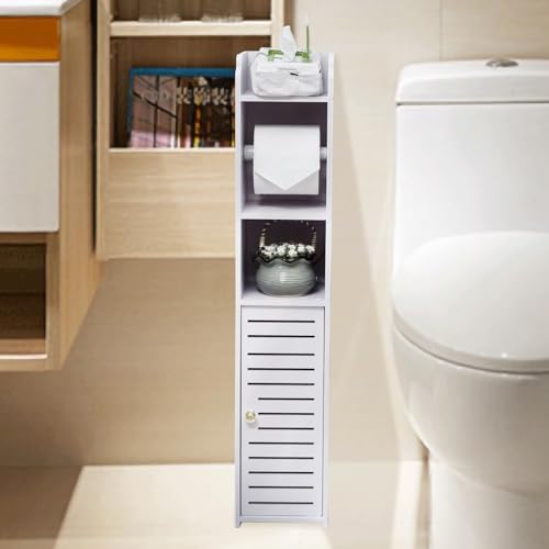 D&Joy Toilet Paper Holder Stand, 4-Tier Bathroom Storage Rack, White K596