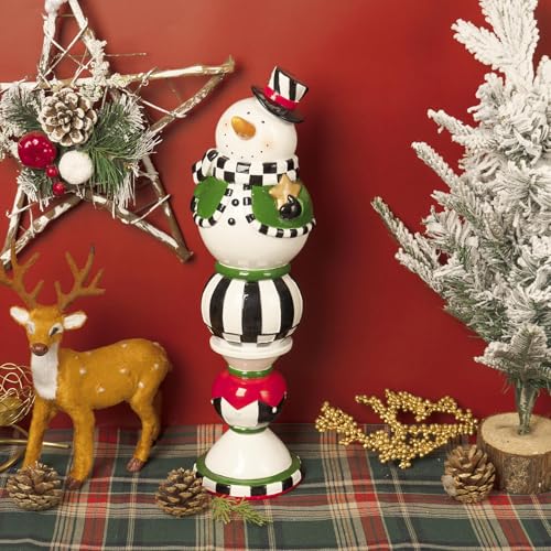 Black and White Checkered Snowman Christmas Decorations Indoor W584