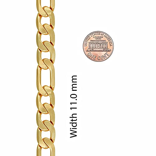 LIFETIME JEWELRY 11mm Beveled Figaro Chain Bracelet 24k Gold Plated B150754