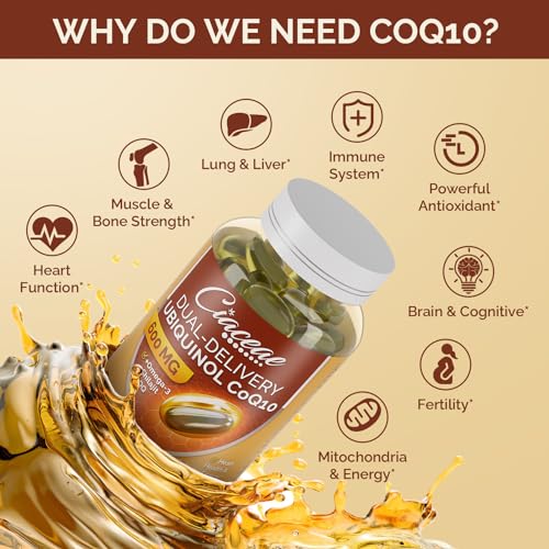 Ubiquinol CoQ10 600 MG Softgels with Omega-3, Shilajit & PQQ, 60 Servings H1468
