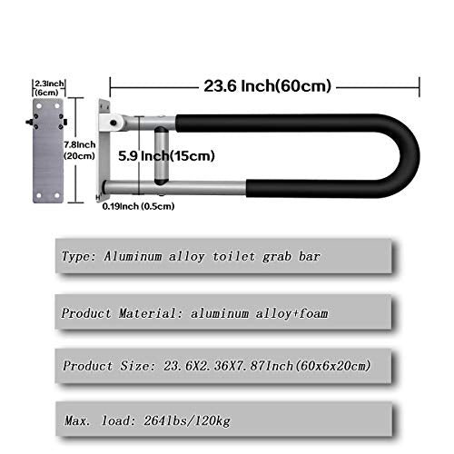 Toilet Grab Bar 24 Inch Stainless Steel Wall Mounted Bathroom Safety Rail B94740