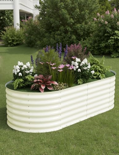 4x2x2Ft Oval Galvanized Steel Raised Garden Bed - Outdoor Metal Planter Box for Vegetables, Flowers, Herbs L43315