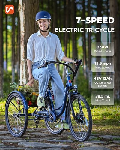 Viribus Electric Trike for Adults, 7 Speed, 48V 13Ah Battery, 350W Motor V799409