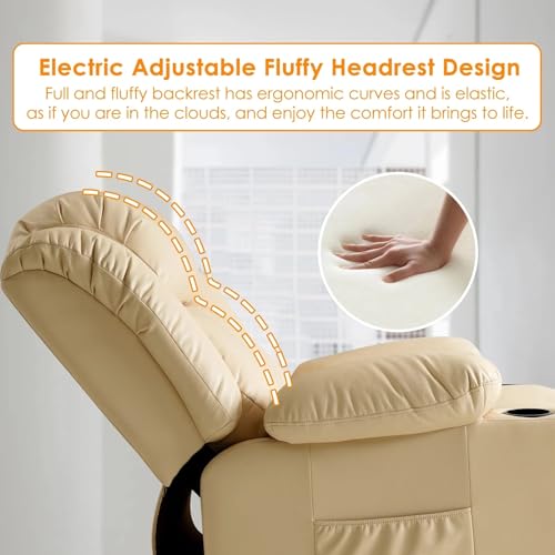 Power Lift Recliner Chair with Heat and Massage for Elderly, Beige I68465