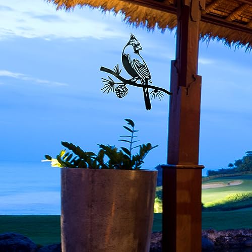 Metal Birds Tree Decor Cardinal Statue in Weathering Steel X765244