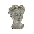 Abbott Collection Goddess Head Planter - Extra Small Cement Indoor and Outdoor Planter Pot - Grecian Woman Statue Head Planter for Flowers and Succulents (Grey, 2.75" Opening)