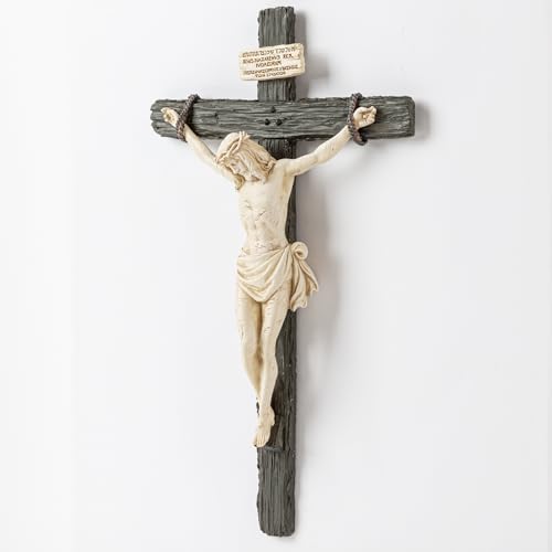 DevotedWalls 14" Hand Painted Catholic Crucifix for Wall V21624