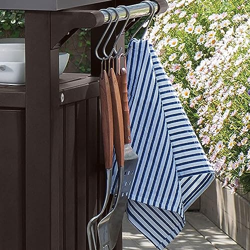 Keter Outdoor Rolling Table Cart with Wheels, Dark Brown V22486