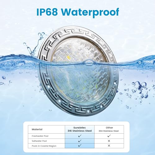 SURAIELEC LED Pool Light for Inground Pool, 12V AC 10 inch Underwater Replacement, 30W 6500K, 100FT Cord P348928