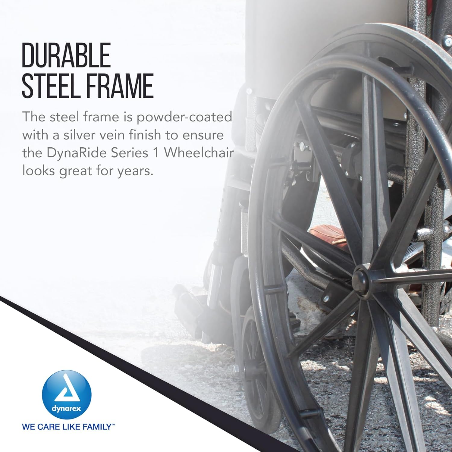 Dynarex DynaRide Series 1 Wheelchair with Fixed Full Arms, Lightweight, Foldable, 300 lbs Capacity F354814
