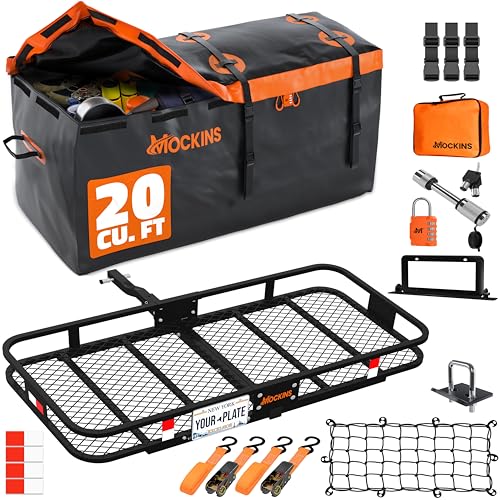 Mockins 60"x20"x6" Folding Trailer Hitch Cargo Carrier with Waterproof Bag R842