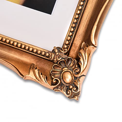 Vintage 11x14 Picture Frame with Embossed Flower Design, Black Ornate, 8x10 with White Mat I94883