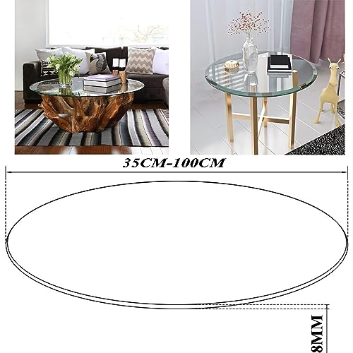 SAGIDAR Round Tempered Glass Table Top for Dining, Clear, 15-40IN H315916
