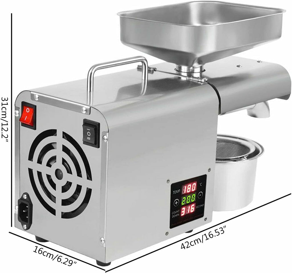 Oil Press Machine 110V 610W Stainless Steel with Temperature Control H910097