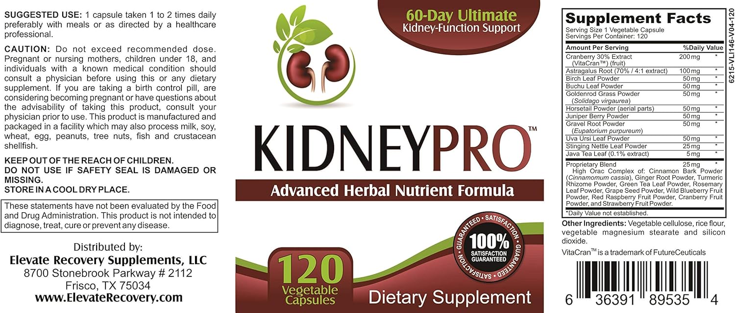 Kidney-Pro 120 Capsules, Kidney Health Supplements H52775