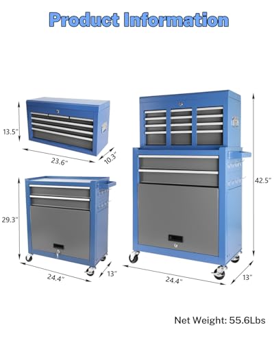 5-Drawer Rolling Tool Chest with Brake Casters, Black E95317