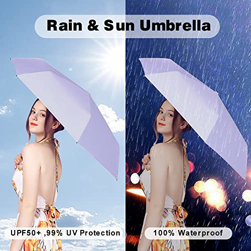 ESUFEIR Mini Travel Sun Umbrella with Case, Compact UV Protection, Lightweight Portable (Black) X9179