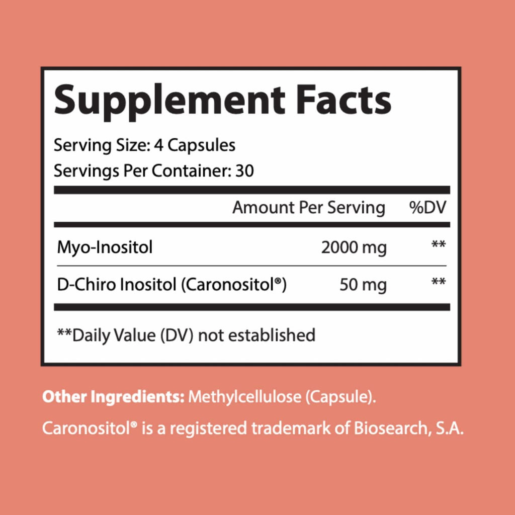 Myo Inositol and D Chiro Inositol Capsules for Female Hormone Balance, 120 Count J8737