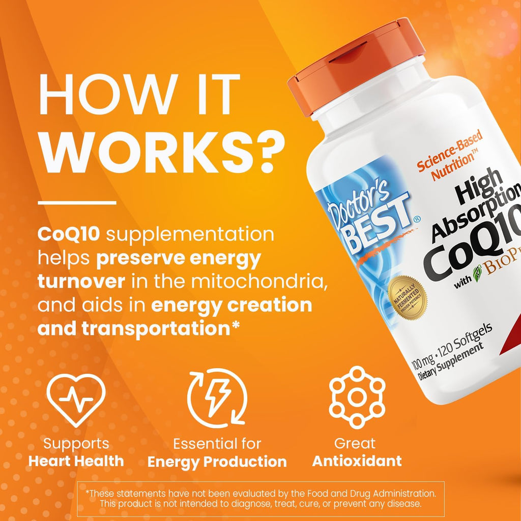 Doctor's Best High Absorption CoQ10 with BioPerine, 100 mg, 120 Count B864960