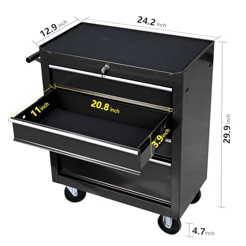 5-Drawer Rolling Tool Cart with Wheels, Black V51953