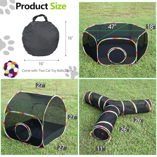 Outdoor Cat Enclosure with Storage Bag, Cat Tunnel Playground for Small Animals D823