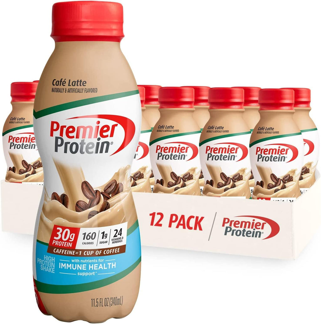 Premier Protein Shake Café Latte & Vanilla, 30g Protein, 12 Pack, 11.5 oz D29831