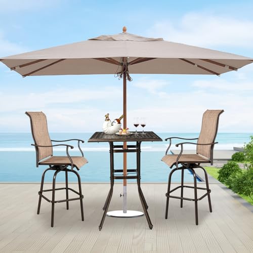 BIVVI 32" Cast Aluminum Round Outdoor Side Table, Black I657