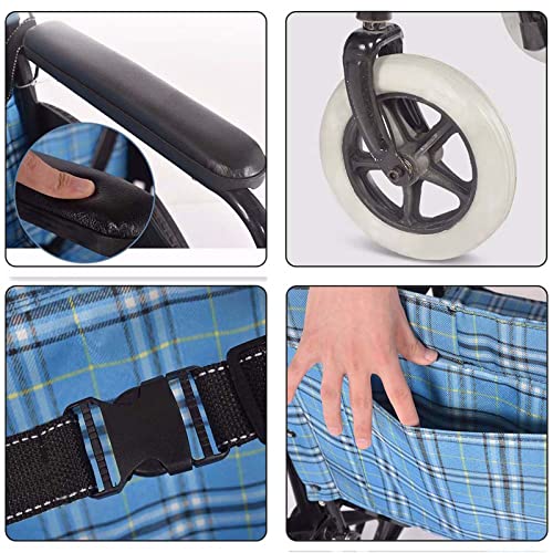 Extra-Wide Bariatric Wheelchair, Heavy Duty Folding Transport Chair for Adults, 20" Seat, 418 lbs Capacity, Blue L240297