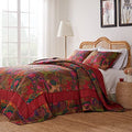 Greenland Home Jewel Cotton Kantha-Quilted Bedspread Set - Jumbo Sized Reversible Quilt Set, 3-Piece King/Cal King Red