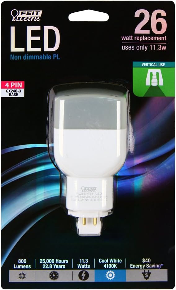 Feit Electric PL26E/V/841/LED LED PL Vertical Recessed, 4100K V17311