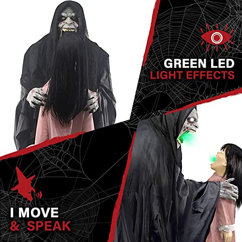 Haunted Hill Farm Soul Sucker Demon Reaper with Child by Tekky, Motion-Activated Halloween Animatronic Q202293