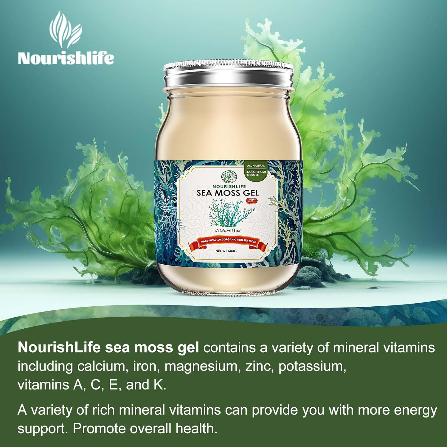 Natural Sea Moss Gel, 92 Minerals, Immune & Digestive Support, 18 oz J2516