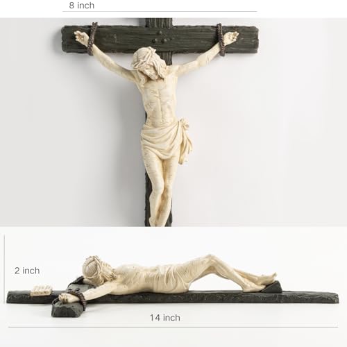DevotedWalls 14" Hand Painted Catholic Crucifix for Wall V21624