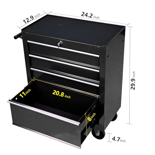 5-Drawer Rolling Tool Cart with Wheels, Black V51953